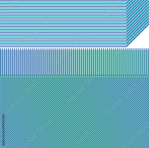 The coloured striped texture creates a technical decoration or ribbed surface.