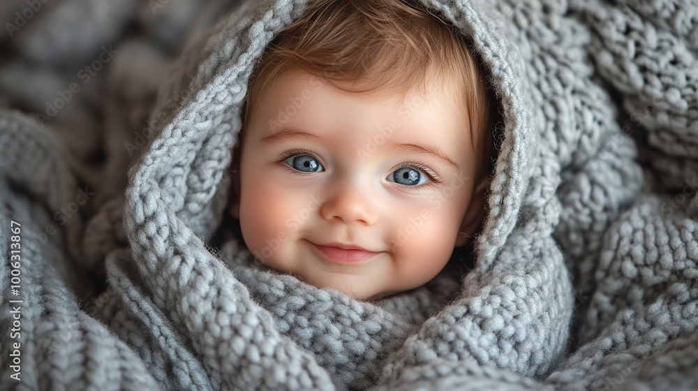 newborn baby boy smiling while wrapped in a soft comfortable blanket, a precious moment captured in a family portrait newborn baby boy smiling while wrapped in a soft comfortable blanket, a precious moment captured in a family portrait