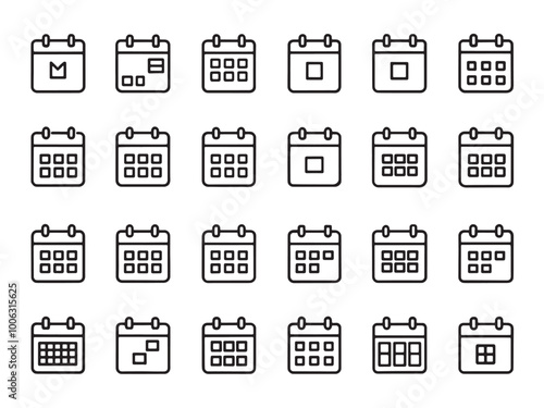 Calendar line art icon drawing illustration and design artwork