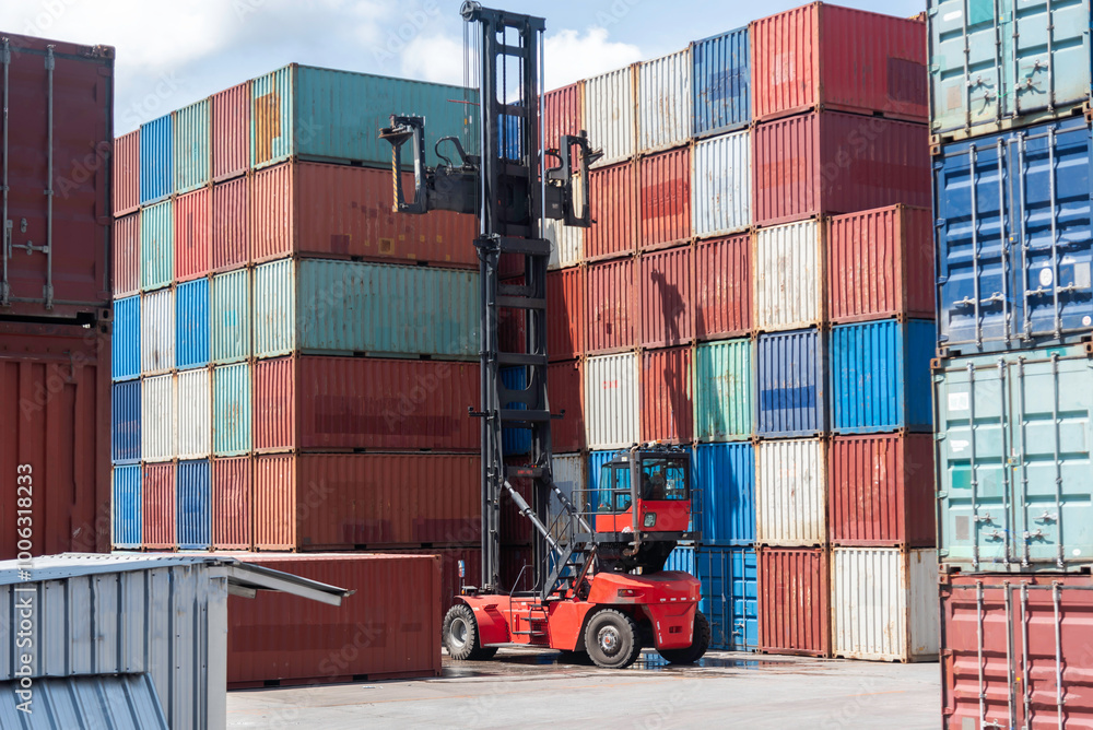containers in the port, shipping and transportation concept containers in the port, shipping and transportation concept