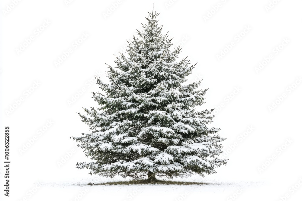A beautiful snow-covered tree against a bright white background, symbolizing winter's serene and tranquil beauty. A beautiful snow-covered tree against a bright white background, symbolizing winter's serene and tranquil beauty.