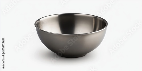 Stylish, silver metallic bowl with a chalice-like design; ideal for food presentation or as a decorative piece. photo