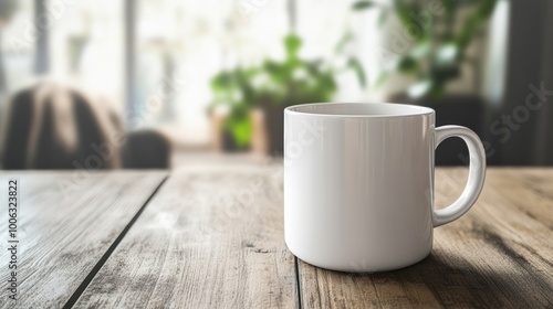 Wallpaper Mural White Mug on Wooden Table Torontodigital.ca