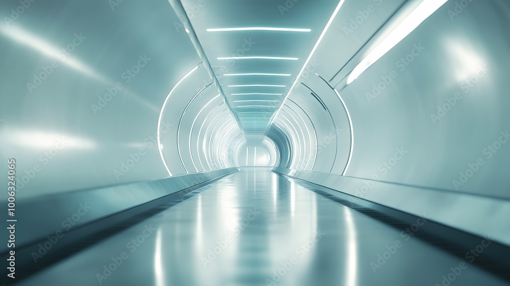 Obraz premium 3d illustration - clean futuristic alien scifi fantasy hangar tunnel corridor. 