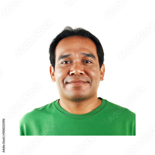 Portrait of a Smiling Man in a Green T-Shirt