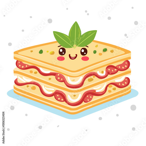 Lasagna Food Eat Meal Cuisine Animation Kawaii Character
