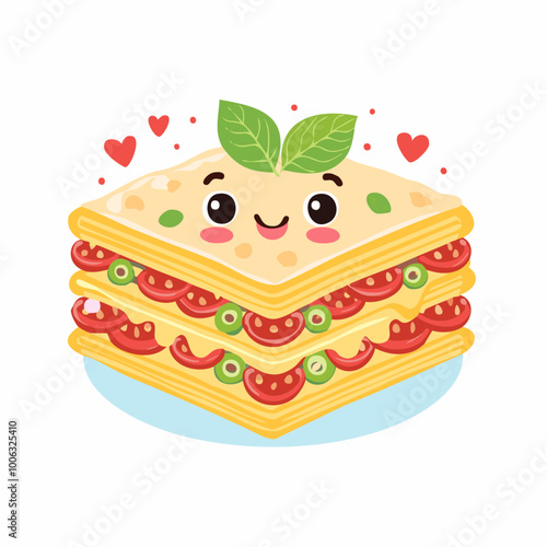 Lasagna Food Eat Meal Cuisine Animation Kawaii Character
