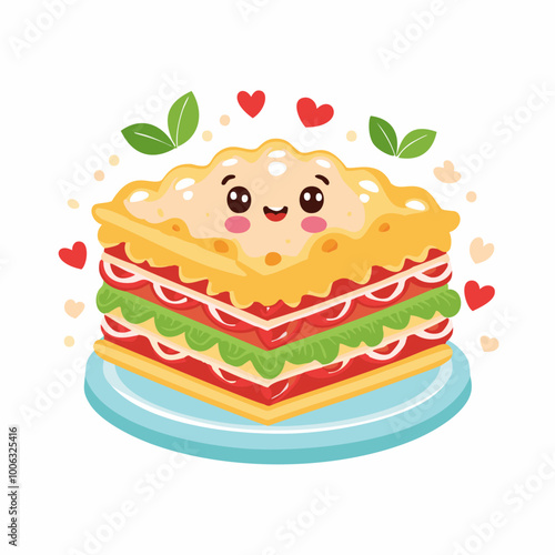 Lasagna Food Eat Meal Cuisine Animation Kawaii Character
