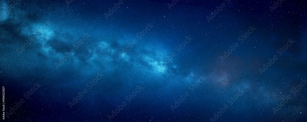 Fototapeta premium A dark blue background with stars, galaxies, and space dust. Viewing the universe in an abstract manner.