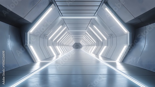 3d illustration - clean futuristic alien scifi fantasy hangar tunnel corridor. 