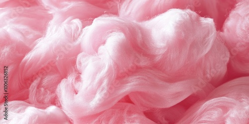 Pink yarn with a fluffy texture. The yarn is pink and has a soft, fuzzy texture. It is used for knitting or crocheting