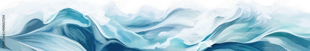 Obraz premium Abstract Ocean Waves Painting. Serene Blue Watercolor Textures for Calm Backgrounds and Wallpapers