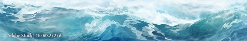 Abstract Ocean Waves Painting. Serene Blue Watercolor Textures for Calm Backgrounds and Wallpapers