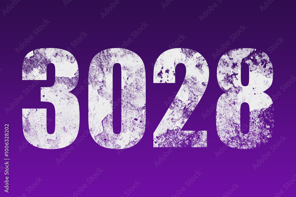 flat white grunge number of 3028 on purple background. flat white grunge number of 3028 on purple background.