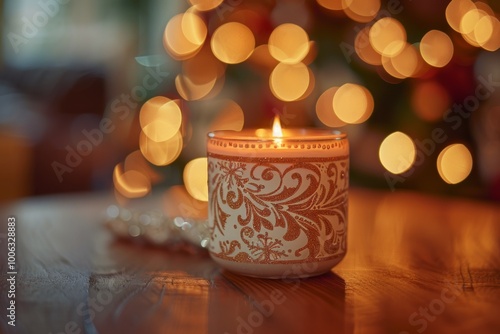 Holiday-Themed Candle Holder with E Decoration photo