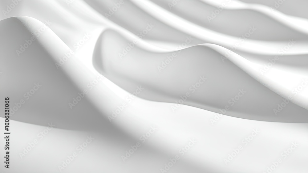 Obraz premium Smooth white surface with soft shadow effects, a clean and minimal abstract background.