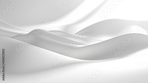 Smooth white surface with soft shadow effects, a clean and minimal abstract background.