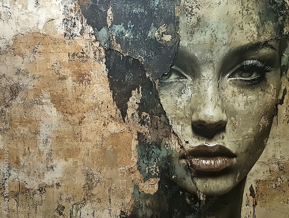 Abstract Portrait of a Woman: A Study in Texture and Expression Abstract Portrait of a Woman: A Study in Texture and Expression