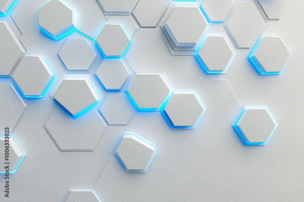 Minimalist tech background with extruded hexagon Minimalist tech background with extruded hexagon