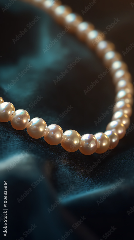 Opulent Pearl Necklace Display Against Dark Velvet Opulent Pearl Necklace Display Against Dark Velvet