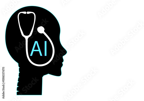 Plantilla con el icono de un doctor IA. La IA en medicina