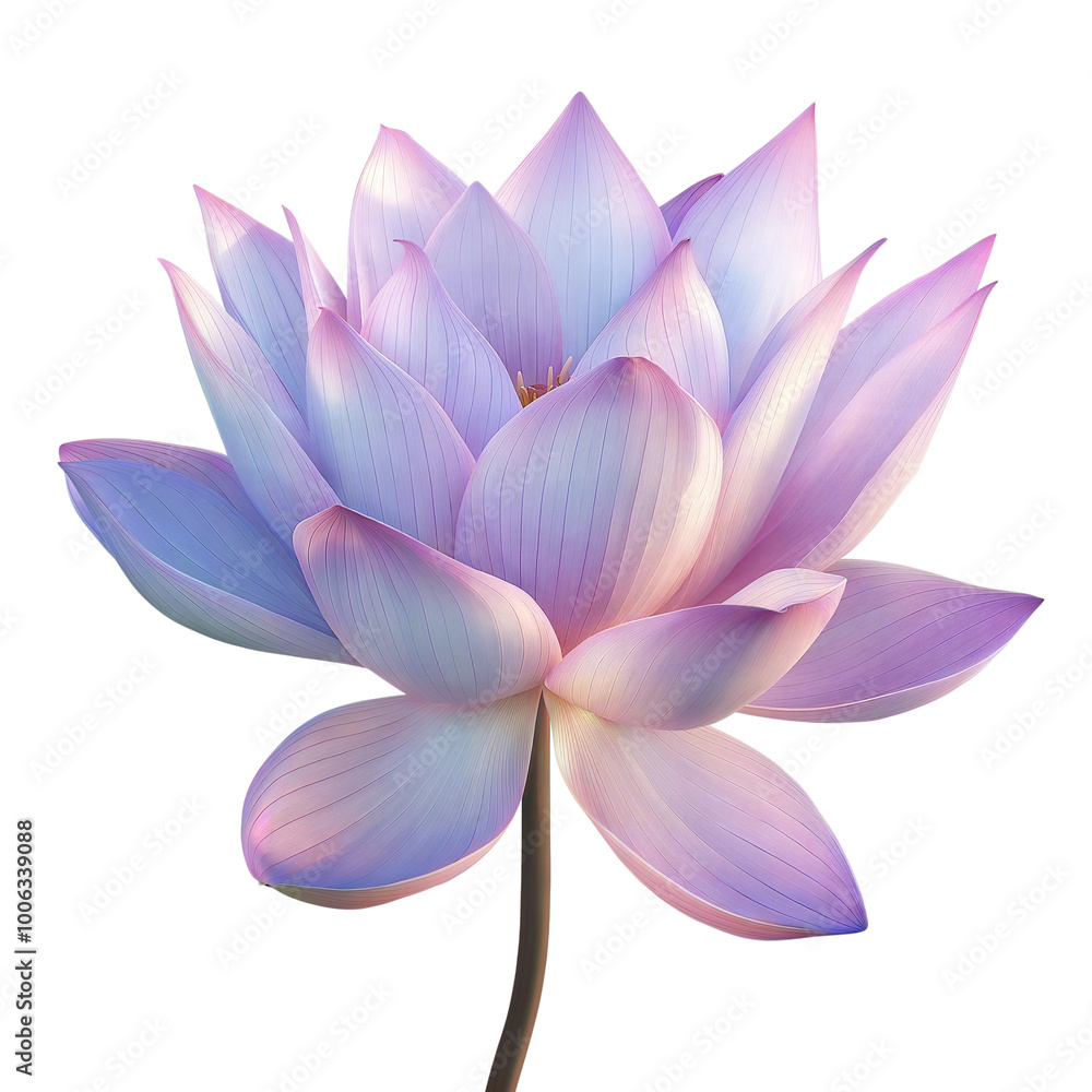 Elegant purple lotus bloom with gradient petals isolated on a transparent background Elegant purple lotus bloom with gradient petals isolated on a transparent background