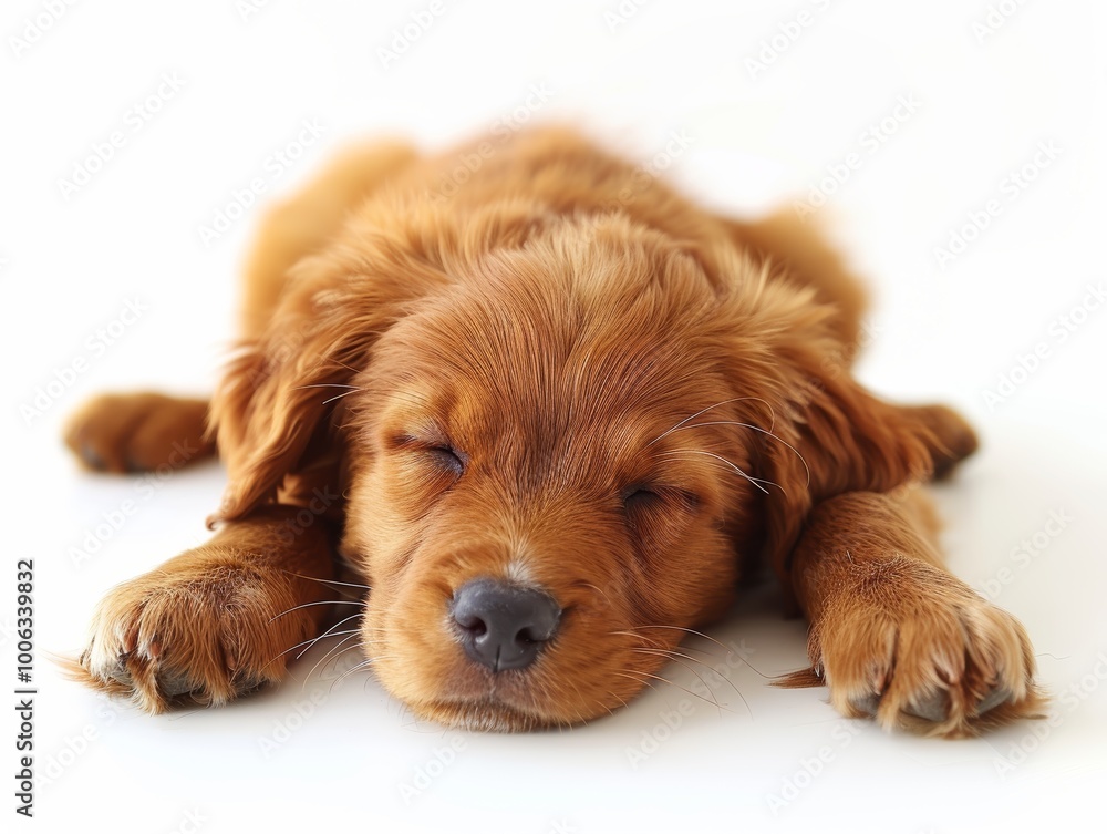 Sleeping Golden Retriever Puppy on White Background Sleeping Golden Retriever Puppy on White Background