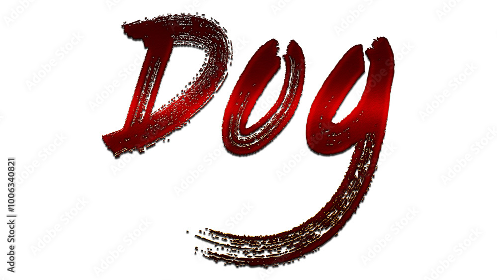 3D blood red word design of Dog on white background. 3D blood red word design of Dog on white background.