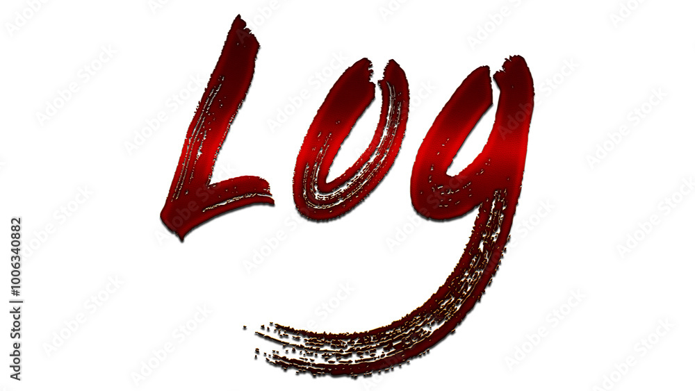 3D blood red word design of Log on white background. 3D blood red word design of Log on white background.
