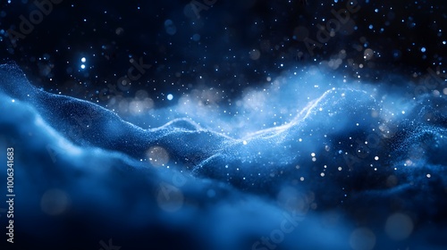 Dark blue and glow particle abstract background. 