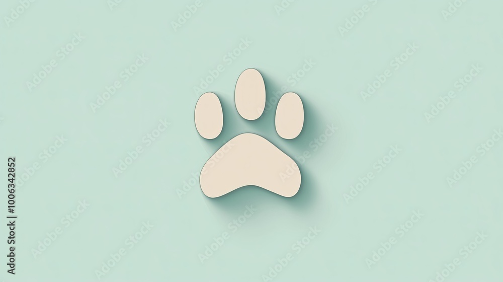 A sleek and simple dog paw icon, centered on a light green background. A sleek and simple dog paw icon, centered on a light green background.