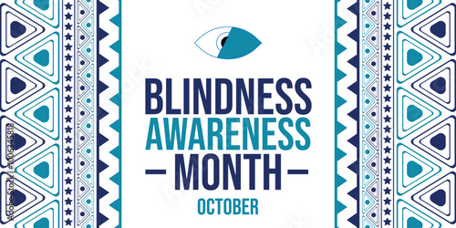 Blindness Awareness Month Banner for October 2024, Promoting Education and Advocacy for the Visually Impaired Community with Inclusive Designs. Vector EPS 10.