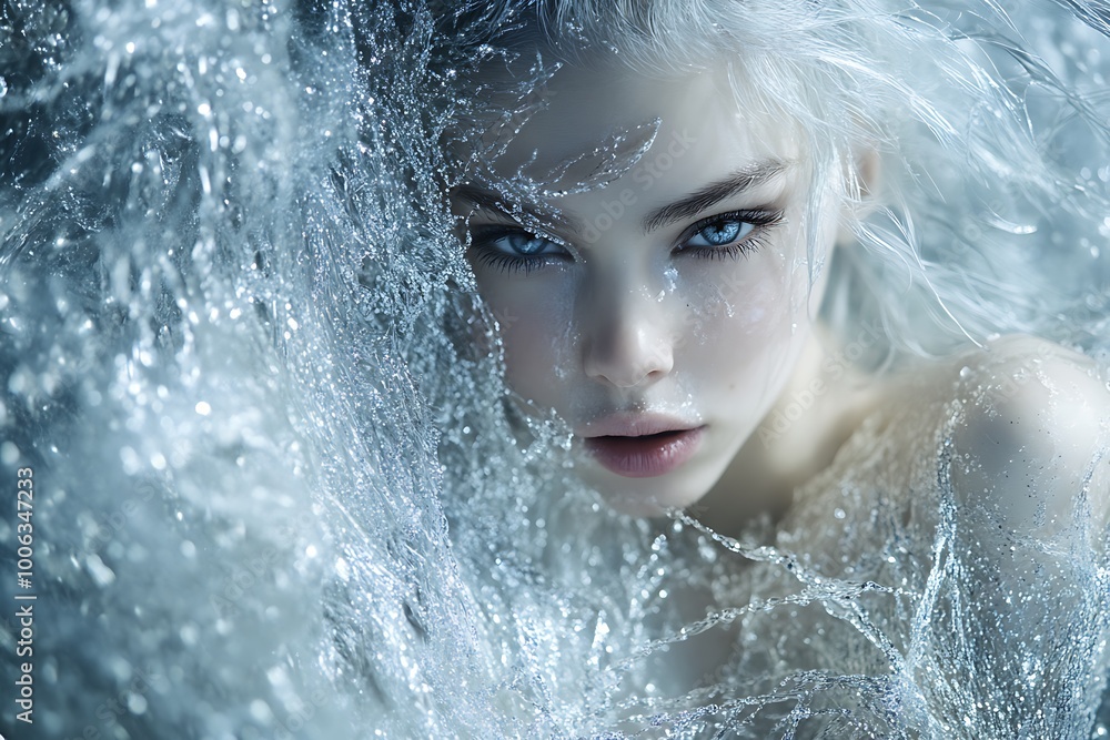 Beautiful snow princess in winter