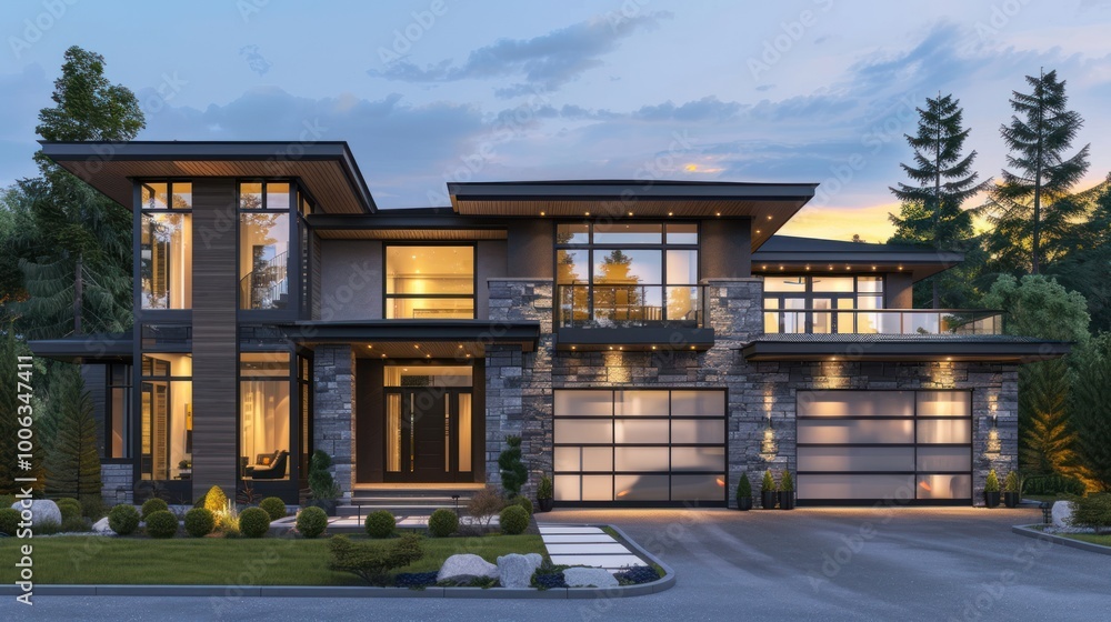 Fototapeta premium Modern House with Garage
