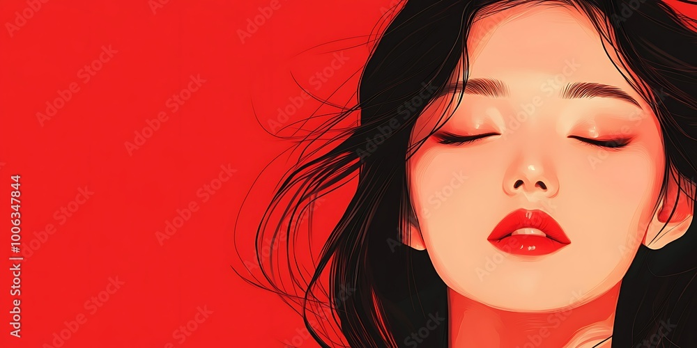 Asian young woman with creative make - up, Chinese new year concept. Asian young woman with creative make - up, Chinese new year concept.