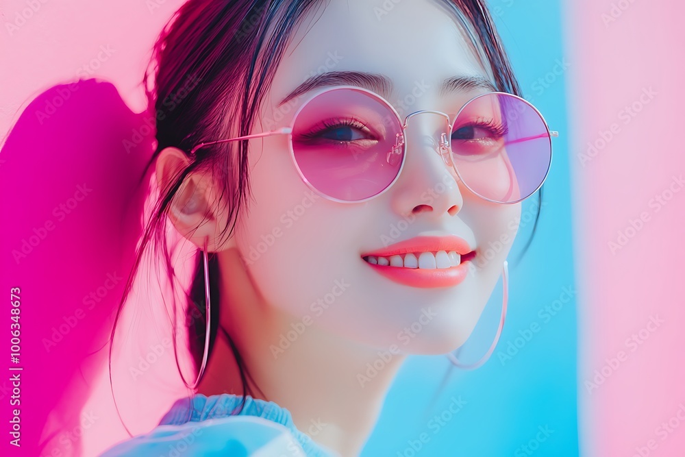 Gen-z, beautiful young woman wearing colorful clothes Gen-z, beautiful young woman wearing colorful clothes