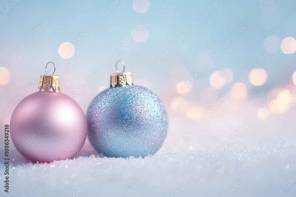 Fototapeta premium Minimalist Christmas background with soft shades, fine details that convey the essence of winter calm