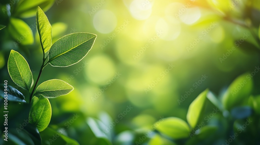 blurred green background with bokeh glare and soft light effects, offering serene and tranquil nature visuals for eco-friendly outdoor design projects