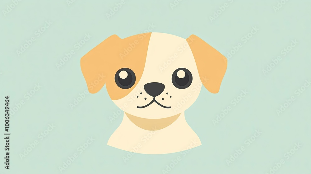 Puppy icon with floppy ears and a round face, in a soft pastel background. Puppy icon with floppy ears and a round face, in a soft pastel background.