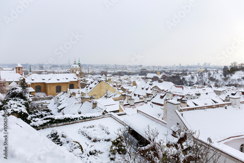 Obraz na płótnie Winter snowy Prague City, Czech republic w salonie