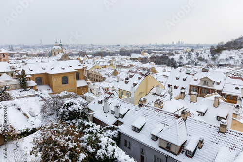 Obraz na płótnie Winter snowy Prague City, Czech republic w salonie