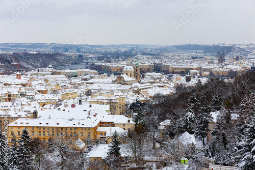 Obraz na płótnie Winter snowy Prague City, Czech republic w salonie