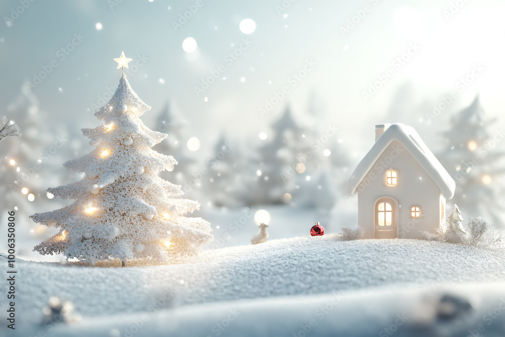 Minimalist Christmas background with soft shades, fine details that convey the essence of winter calm Minimalist Christmas background with soft shades, fine details that convey the essence of winter calm