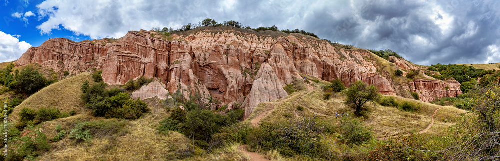 Fototapeta premium The red cliffs of Papa Rosie in Romania