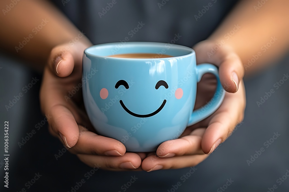 Cup of hot coffee with a smiley Cup of hot coffee with a smiley