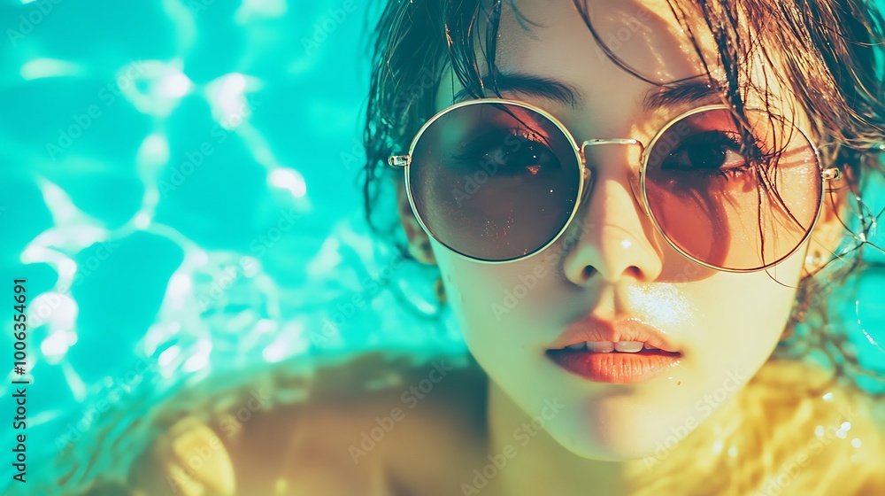 Beautiful asian woman in a swimming pool Beautiful asian woman in a swimming pool