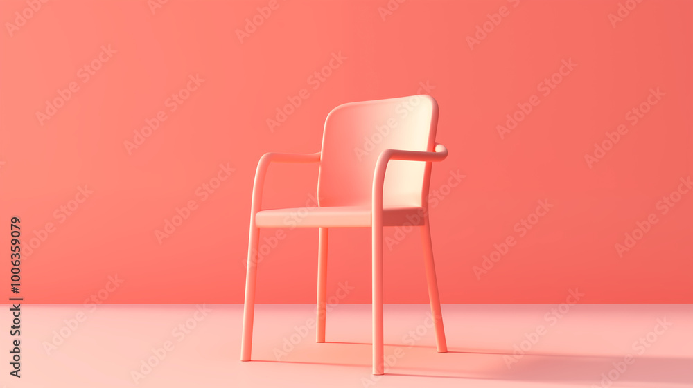 Obraz premium Pink chair on a pink background. Minimalistic design. 3D rendering. Generative AI