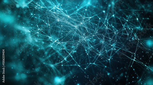 digital web of interconnected nodes and lines, creating mesmerizing network of connections in vibrant blue hue. image evokes sense of technology and innovation
