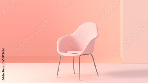 Pink chair on a pink background. Minimalistic design. 3D rendering. Generative AI