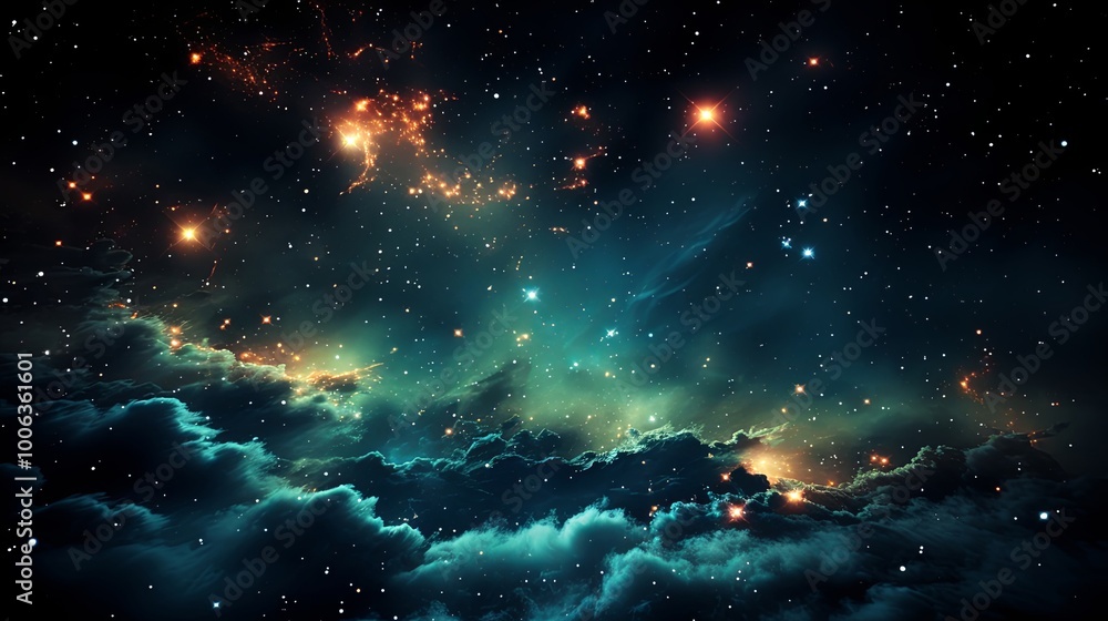 Obraz premium Celestial Tapestry of Cosmic Dust and Radiant Stars